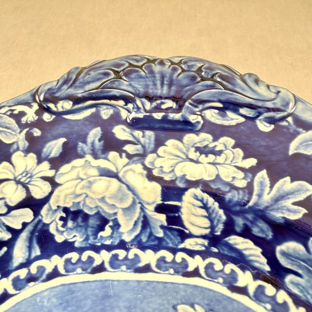 Blue Stubbs & Kent Georgian Cobalt Transferware ‘ Fruits and Flowers’ Platter, Circa 1830 For Sale - Image 8 of 16
