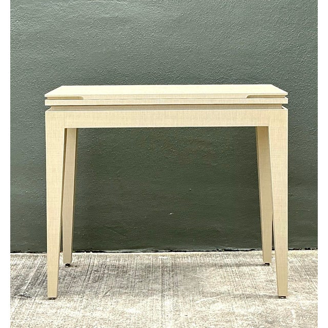 Vintage Custom Built Grasscloth Extendable Console/Game Table For Sale - Image 9 of 12