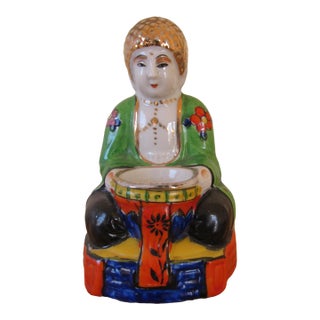 Early 20th Century Art Deco Buddha Japanese Porcelain Incense Burner For Sale