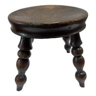 Antique English Oak Milking Stool For Sale