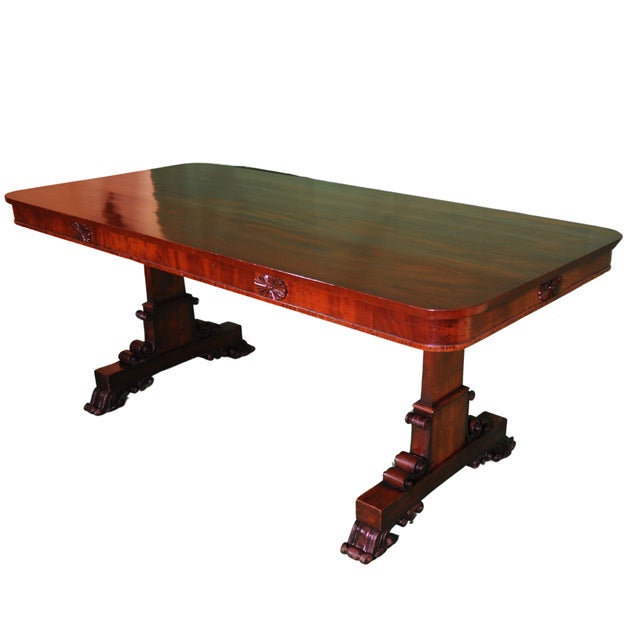 Maroon Empire Table with Lyre Legs, 1840 For Sale - Image 8 of 9