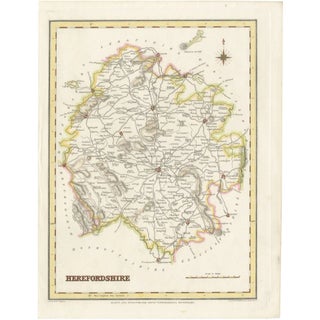 Map of Herefordshire 1844 Hereford Leominster Ross-on-Wye Kington Bromyard For Sale
