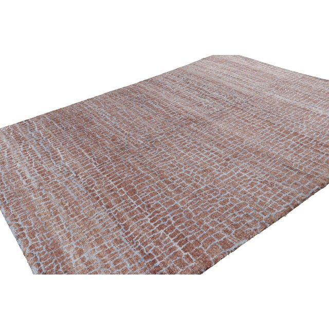 2010s Rug & Kilim’s Modern Rug in Brown With Blue Geometric Patterns For Sale - Image 5 of 8