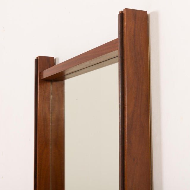 Mid-Century Italian Teak Mirror, 1970s For Sale - Image 6 of 9