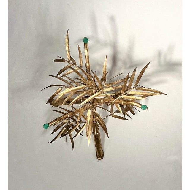 Mid 20th Century Vintage Italian Gold Gilt Metal Glass Faux Bamboo Side Table Hollywood Regency For Sale - Image 5 of 12