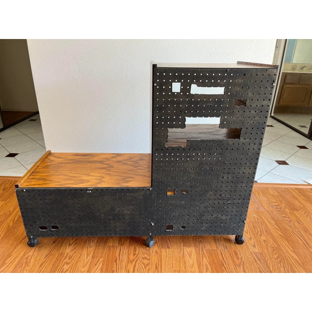 1970s Storage Cabinet With Glass Door and Wheels | Chairish