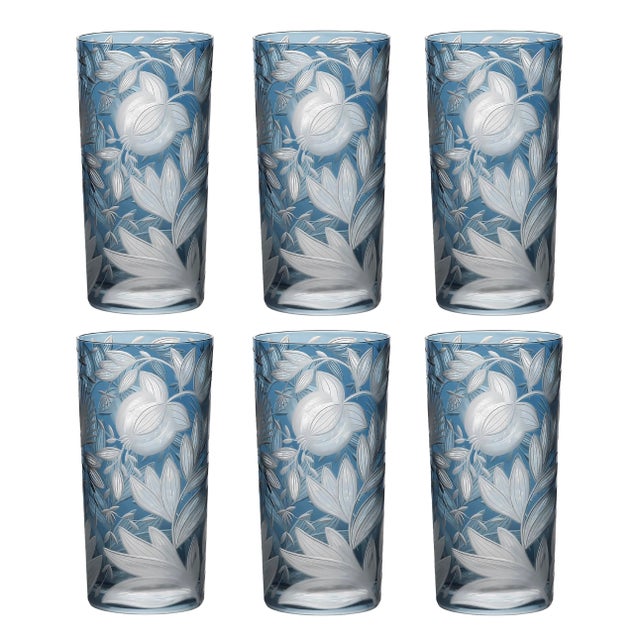 Traditional Verdure Highball Glasses, Set of 6, Slate For Sale - Image 3 of 3