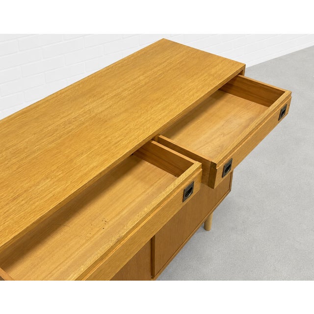 Mid Century Modern Oak Jr. Credenza | Danish Storage | Entryway Cabinet, Circa 1960's For Sale - Image 11 of 13