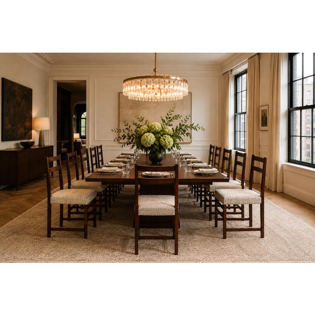 A rare and increasingly sought-after set of twelve Brazilian modern dining chairs designed by Celina, executed in richly...