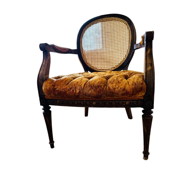 Art Nouveau Late 19th Century Louis XVI Style Bergere Chair For Sale - Image 3 of 9