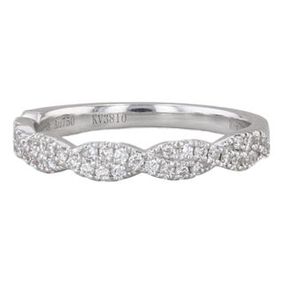 0.24ctw Woven Diamond Stackable Ring 18k White Gold Wedding Band Size 5 Bridal For Sale