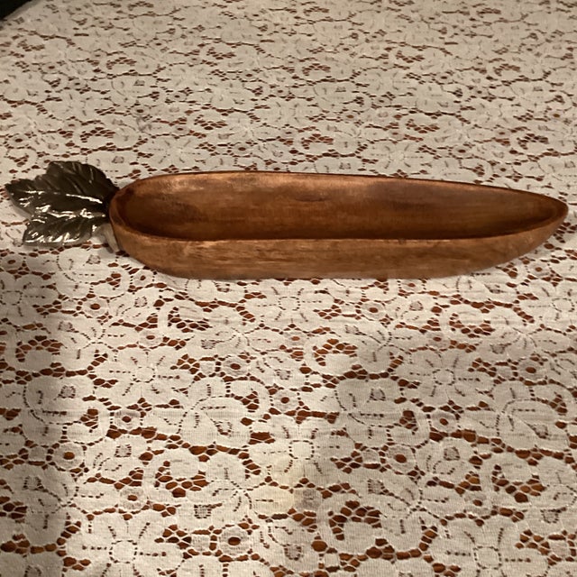 Modern Modern Wooden Carrot and Pewter Leaf For Sale - Image 3 of 6