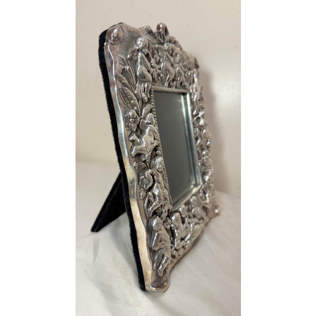 Vintage Ornate Sterling Silver 925 Figural Cherub Putti Picture Photograph Frame For Sale - Image 13 of 18