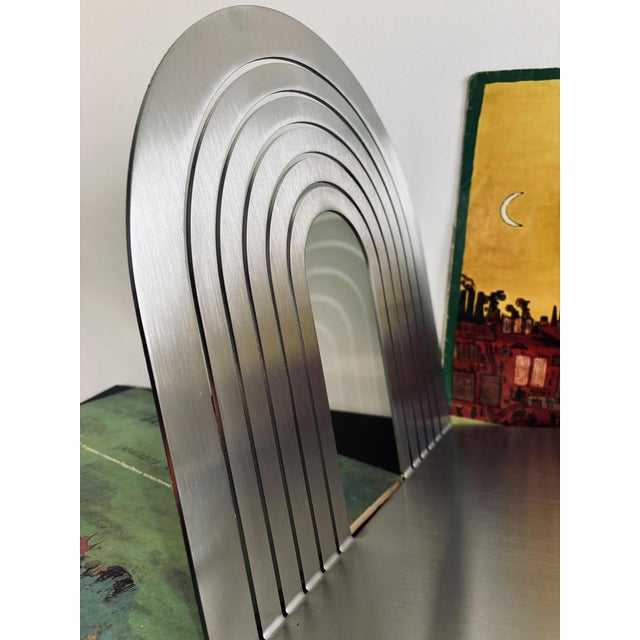 Arc Wave Sculptural Vinyl Record Stand in Stainless Steel by Veliento For Sale - Image 9 of 10