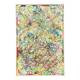 Vintage Abstract Expressionist Painting Signed Lincoln Park For Sale