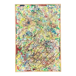 Vintage Boho Abstract Painting Signed Lincoln Park