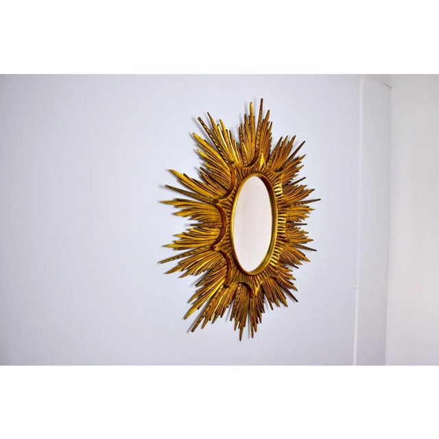 Rococo Large Golden Wood Sun Mirror, 1920s For Sale - Image 3 of 7