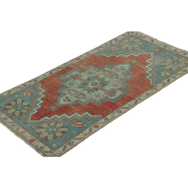 Rug & Kilim Vintage Turkish Rug in Red With Blue and White Floral Medallion | Rug & Kilim For Sale - Image 4 of 7