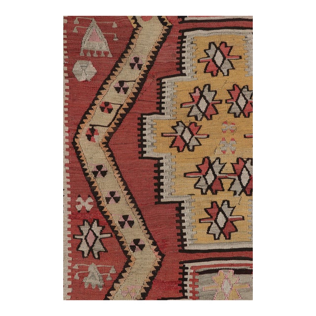 Vintage Mid-Century Kayseri Red and Golden-Yellow Wool Kilim Rug For Sale In New York - Image 6 of 7