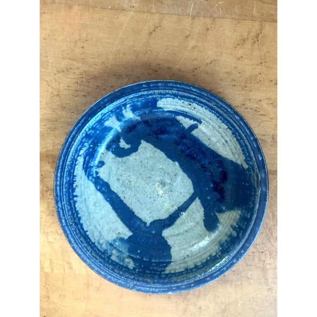 Vintage Blue Abstract Ceramic Bowl For Sale In West Palm - Image 6 of 12