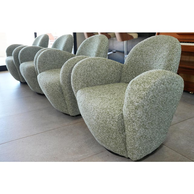 Contemporary Michael Wolk “Miami” Swivel Lounge Chairs — Set of Four, 1998 For Sale - Image 3 of 18