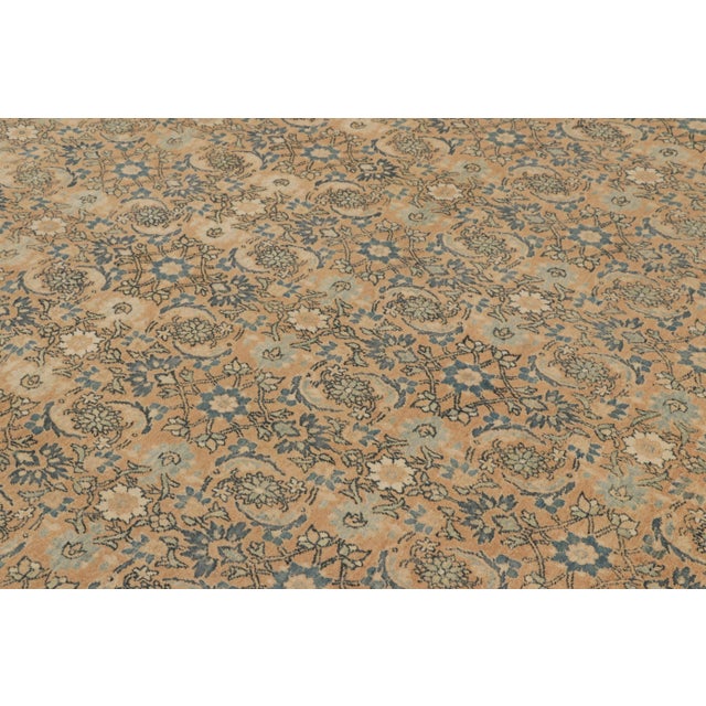 Traditional Antique Kashan Persian Rug, Brown and Blue With Floral Patterns - Rug & Kilim For Sale - Image 3 of 8