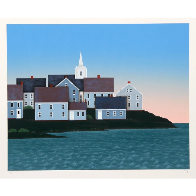 Rustic Theodore Jeremenko, Waterside Town Ii, Silkscreen For Sale - Image 3 of 3