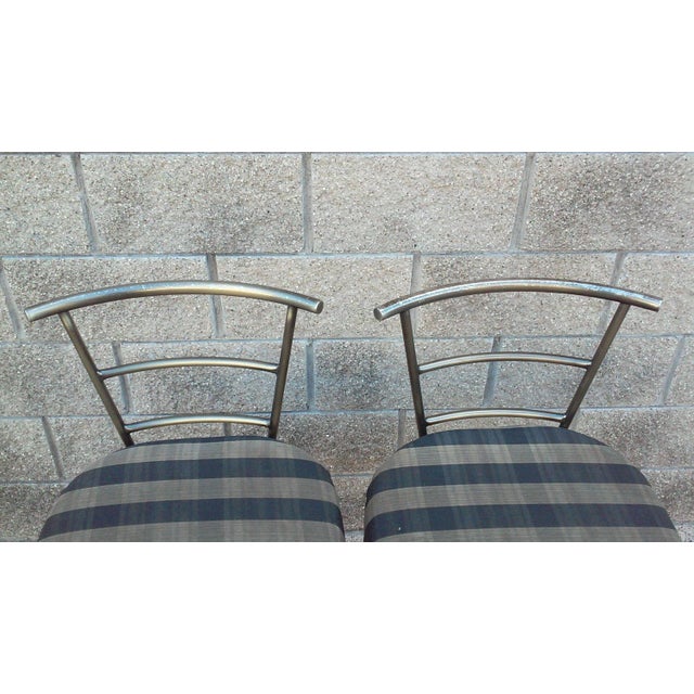 1980s Attributed to Design Instite of America Bronze Finish Memphis Bar Stools For Sale - Image 4 of 4