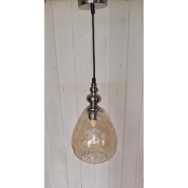 Vintage Metal Ceiling Lamp with Lightly Tinted Glass Shade from Fischer and Honsel, 2000s, in Very Good conditions....