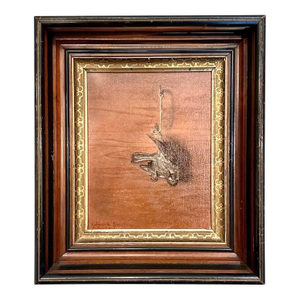 “Juneteenth Sparrow” Framed Original Trompe l'Oeil English Hunt / Still Life Oil on Board Painting by Edward Paul Smalarz, in Victorian Walnut Frame
