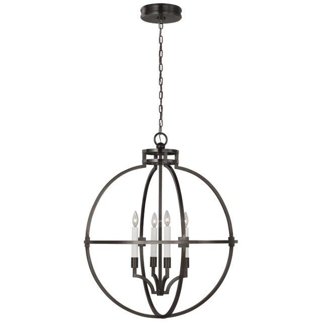 Modern Chapman & Myers for Visual Comfort Signature Lexie 30" Globe Lantern in Bronze For Sale - Image 3 of 3