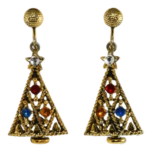Vintage Pakula Dangling Christmas Tree Earrings - 2 Pieces