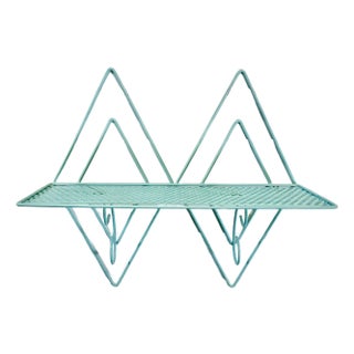 Mid-Century Boho Chic Atomic Pierced Metal Wall Mounted Shelf. For Sale