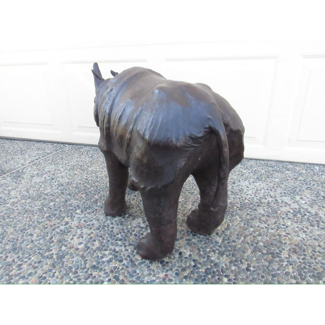 Brown Leather Rhino Figurine For Sale - Image 8 of 12
