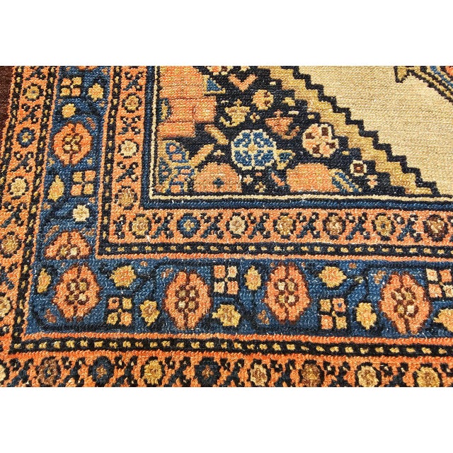Antique Persian Serab Area Rug, Hand-Knotted Wool, Geometric Medallion Pattern, Camel Hair & Brown, 4x5 For Sale - Image 17 of 18