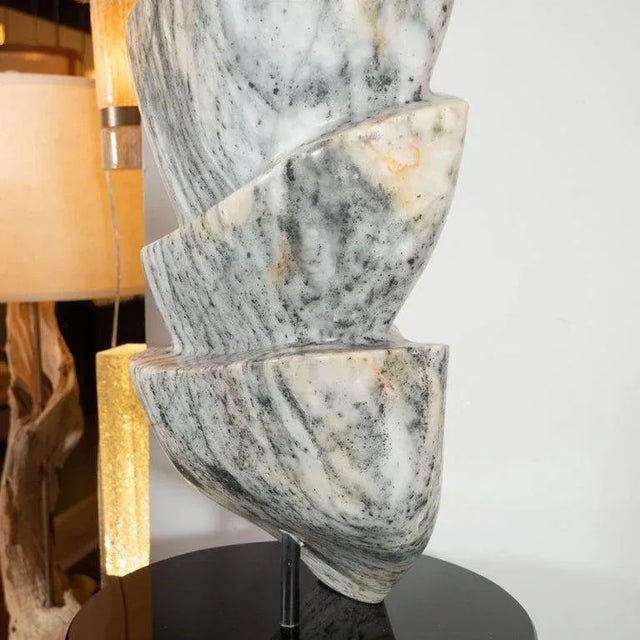 Mid-Century Modern Hand Carved Grisaille Granite Sculpture on Custom Swivel Base For Sale - Image 9 of 10
