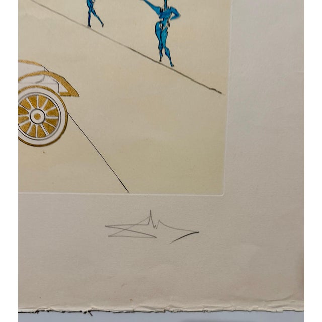 Salvador Dalí, Surrealist Etching Engraving Pochoir l'Automobile Da Vinci Hommage For Sale - Image 12 of 14