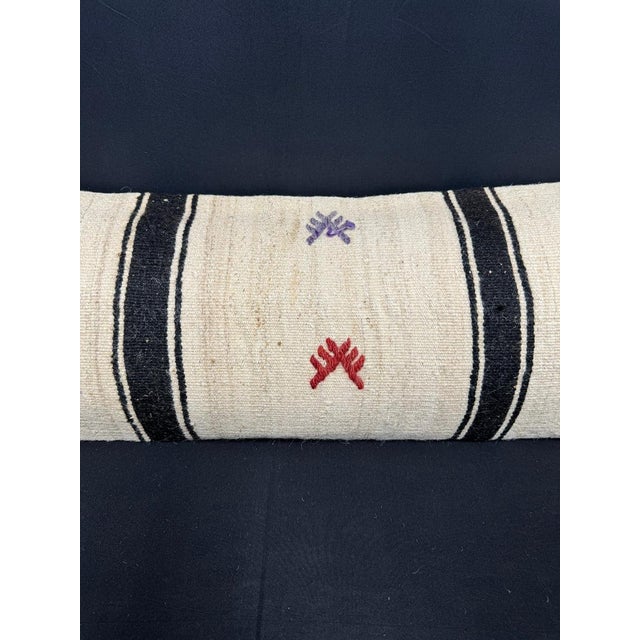 Contemporary Turkish Hemp Pillow Cushion Natural Beige Black Cushion Cover 14"x45" For Sale - Image 3 of 4