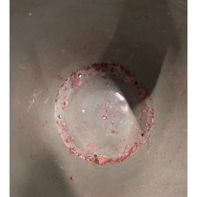 Exceptional Pair Monumental Chinese Dragon Jardinieres Celadon Glaze Chinoiserie Egg Art Pottery Urns With Stand and Glass Top, a Pair For Sale - Image 9 of 12