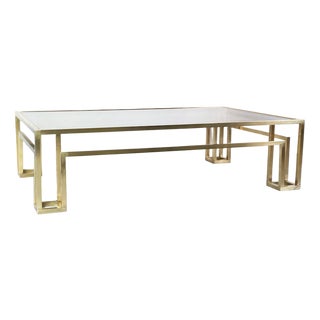 Brass and Smoked Glass Coffee Table, 1970s For Sale