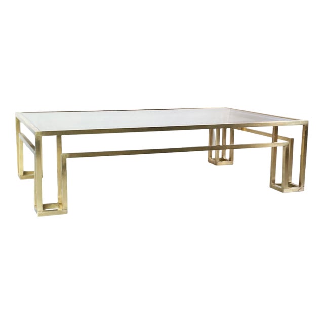 Brass and Smoked Glass Coffee Table, 1970s For Sale