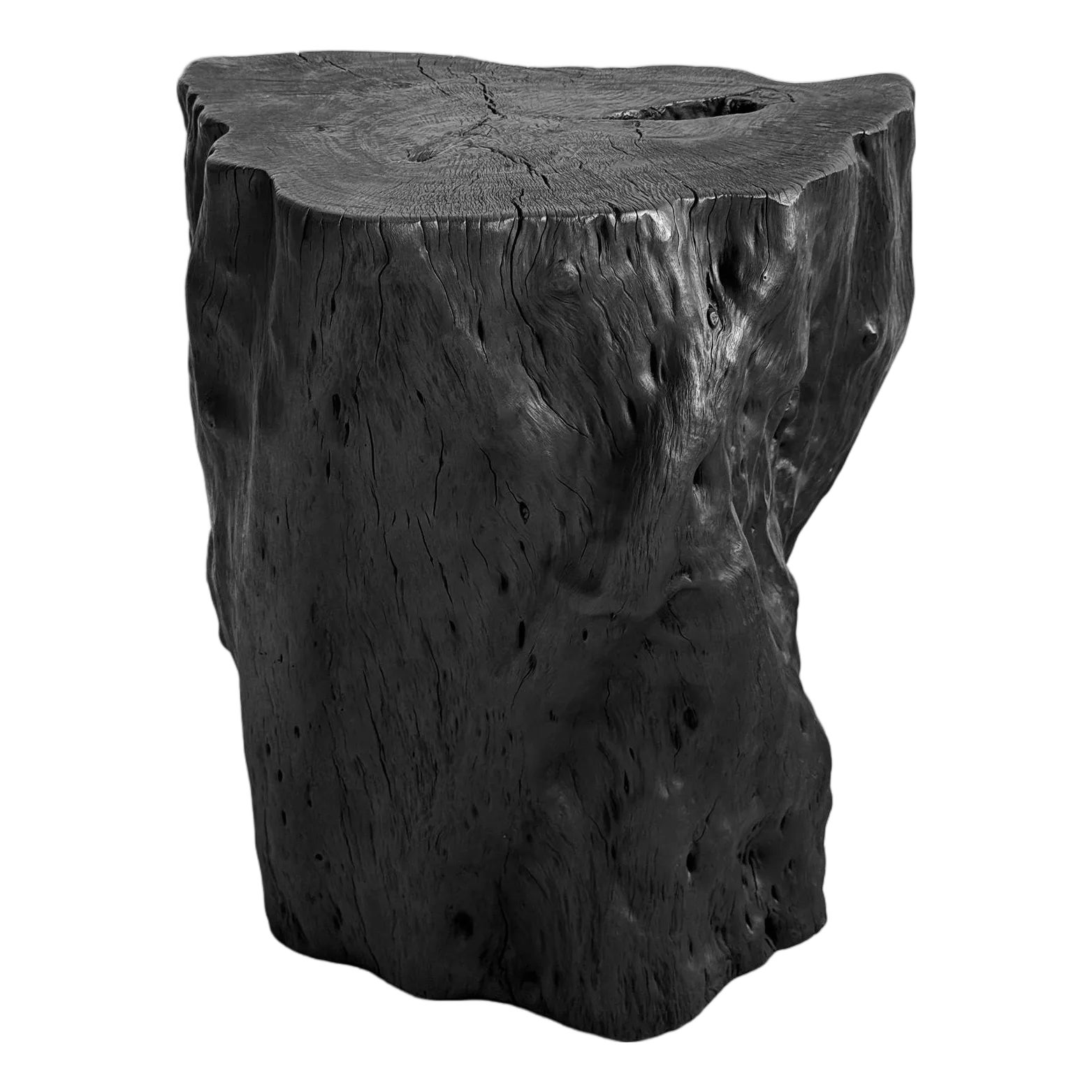 Black Natural Form Stump Organic Modern Side Table / Stool | Chairish