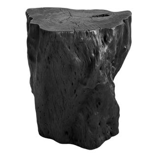 Black Natural Form Stump Organic Modern Side Table / Stool For Sale
