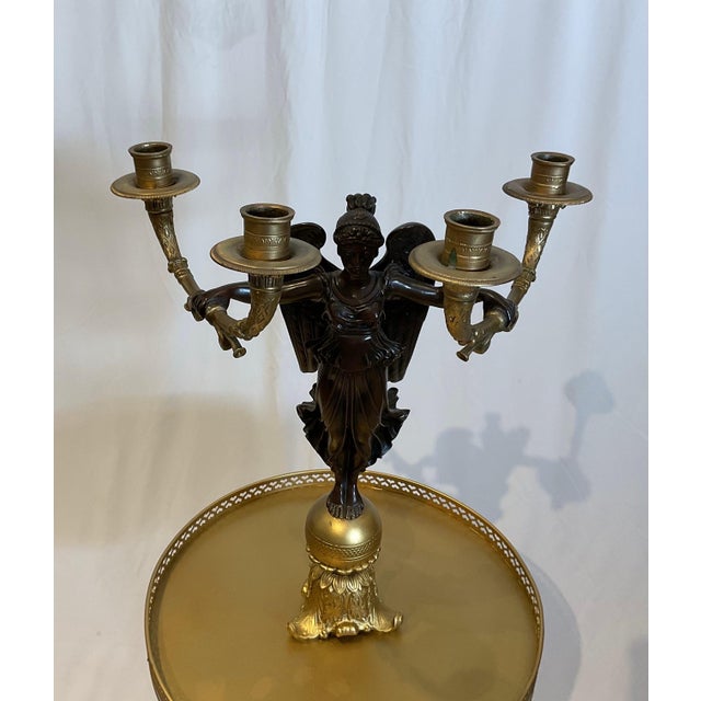 Decorative Empire Style Wood Candle Stand With Bronze Angelic Figure For Sale In Philadelphia - Image 6 of 13