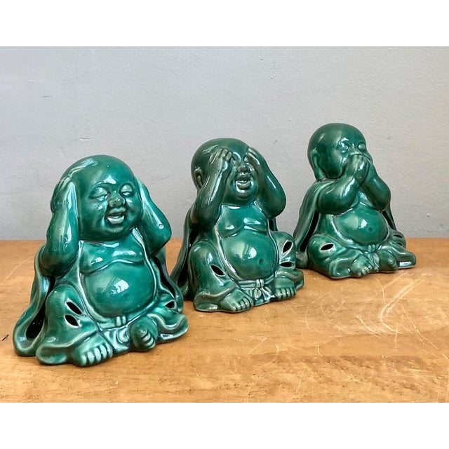 Vintage Ceramic Buddha Figurines - Set of 3 For Sale - Image 15 of 15