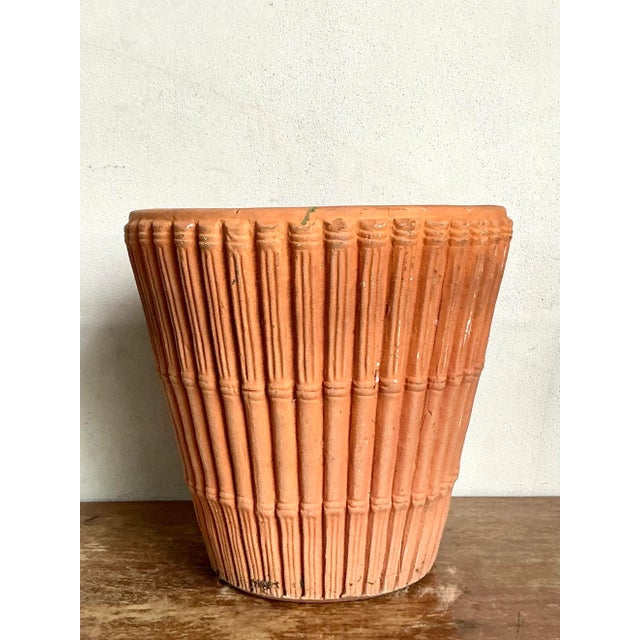 Chinoiserie Vintage Regency Terracotta Bamboo Planter For Sale - Image 3 of 7