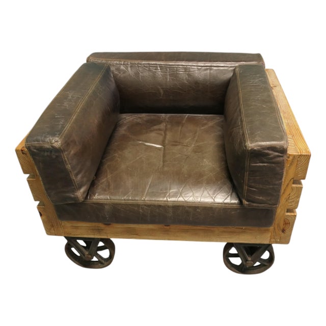 Industrial Wood Framed Club Chairs, 1970, Set of 4 For Sale