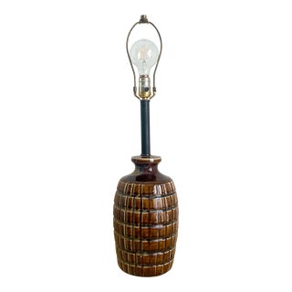 Vintage Brown Grenade Ceramic Lamp For Sale