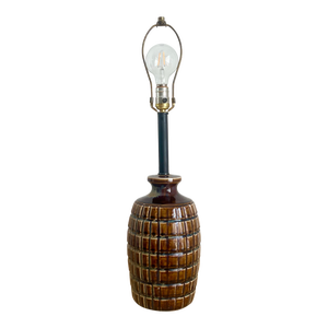 Vintage Brown Grenade Ceramic Lamp