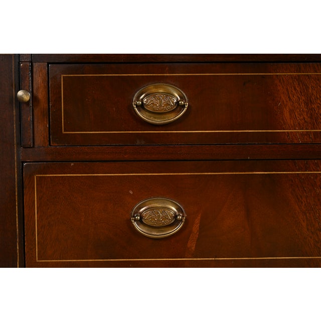 Wood Imperial Furniture Federal Inlaid Mahogany Secretary Desk With Bookcase Hutch, Circa 1940s For Sale - Image 7 of 17